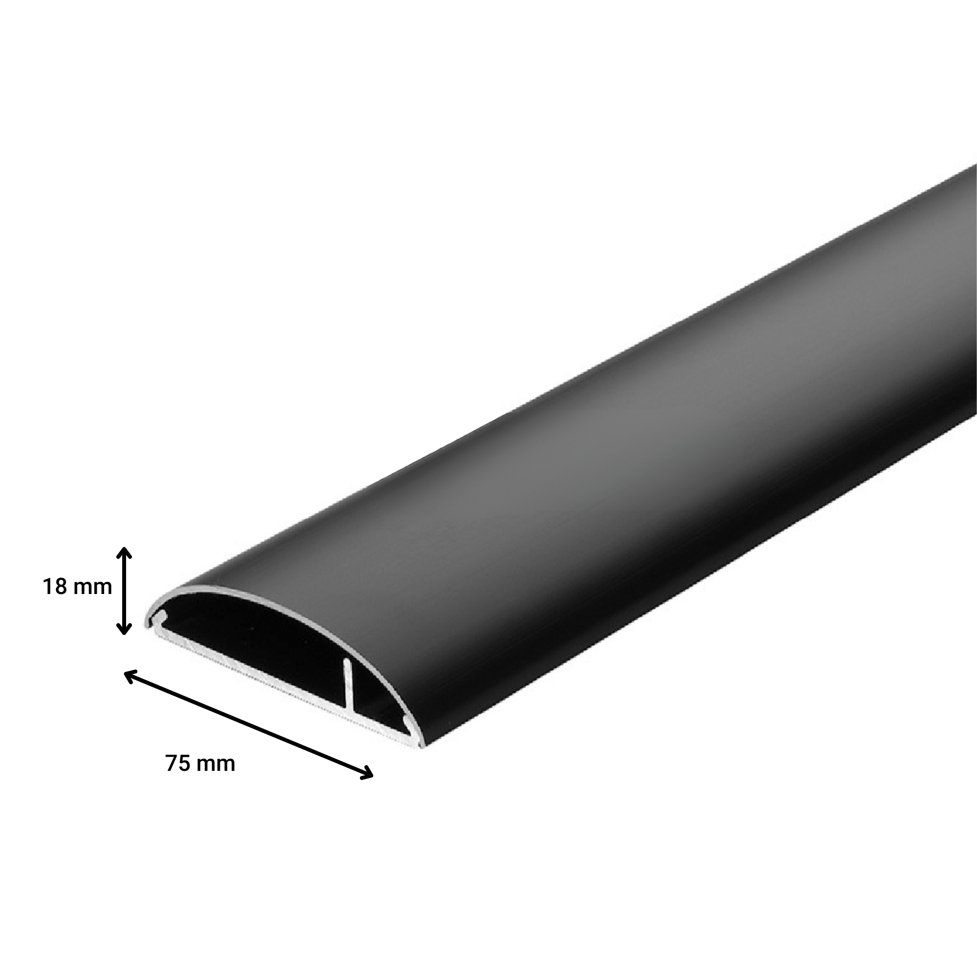 Aluminium Kabelkanal Breite: 75mm x Länge: ± 500mm schwarz
