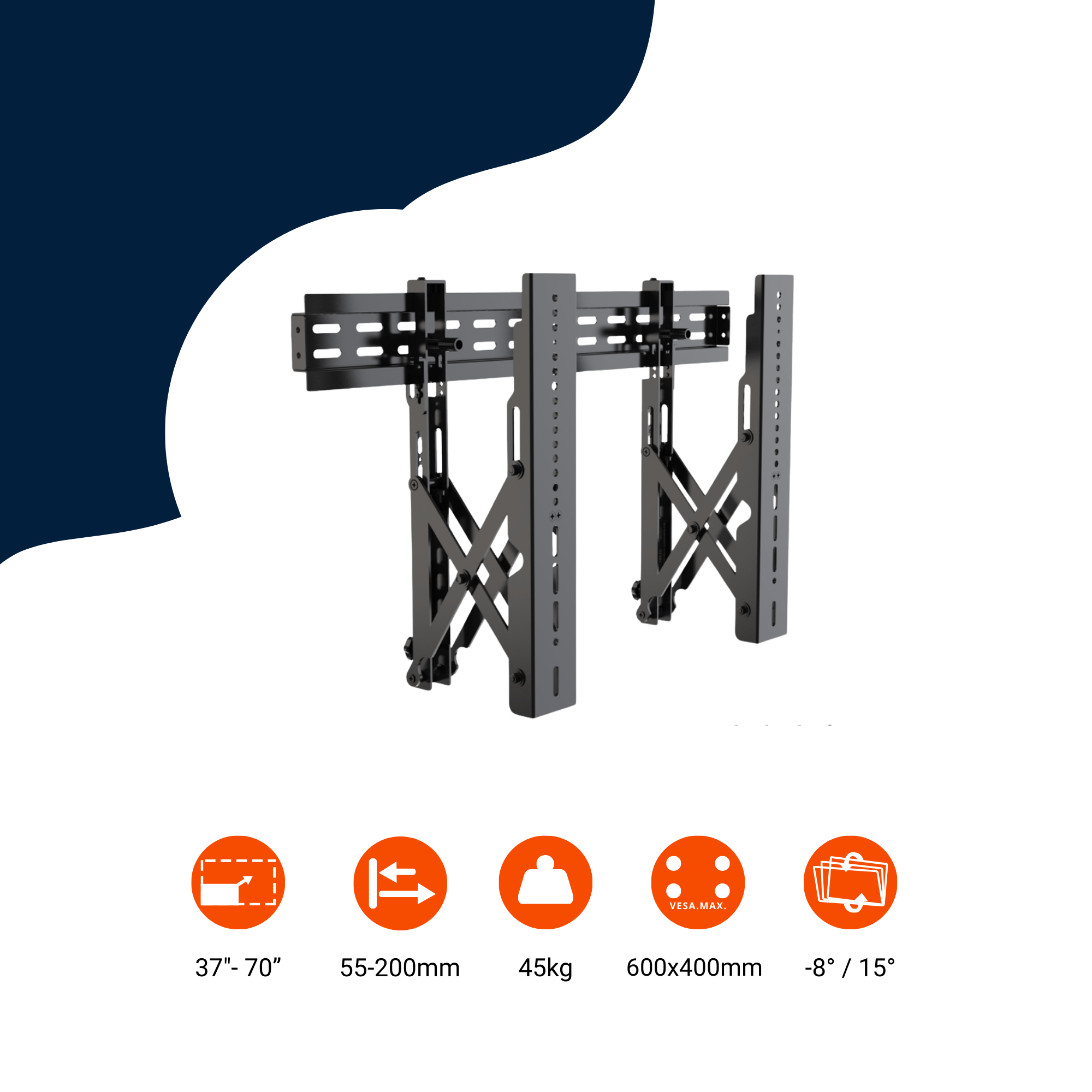 Bratek PP64T Pro Videowand | 70 Zoll, 45 kg, VESA 600×400