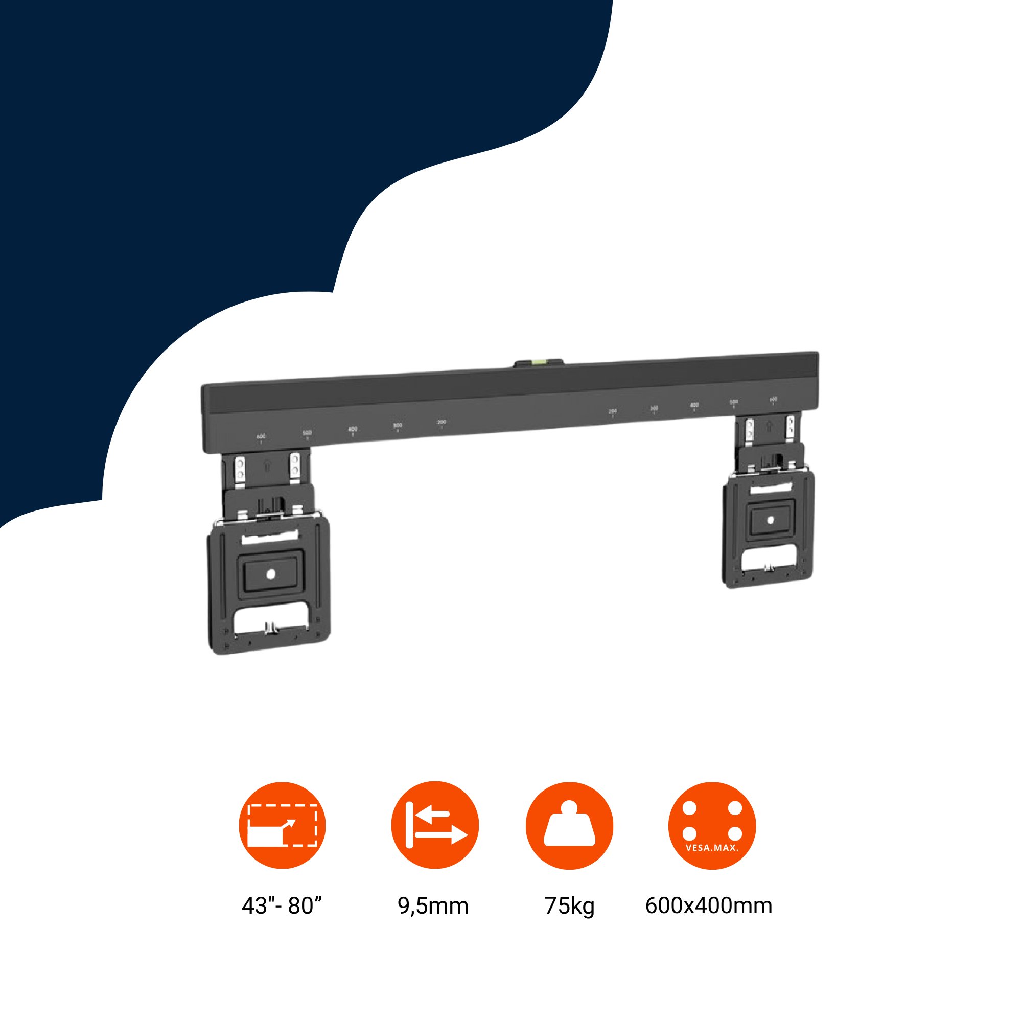 A-PEQ Ultra Flat Wandhalterung | 37-85 Zoll, 75 kg, nur 9,5 mm Abstand