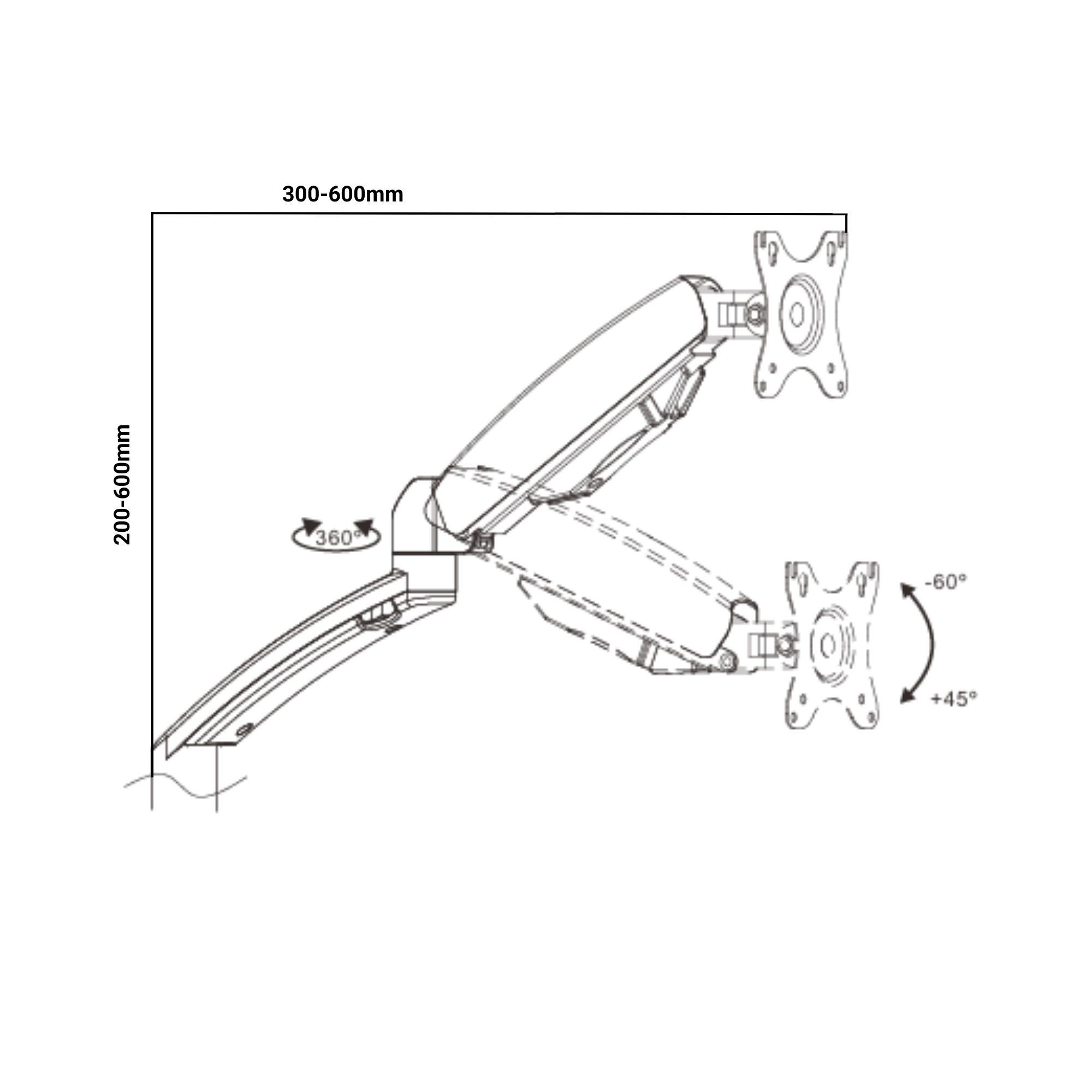 A-PEQ 7211 Monitorarm | 2-7 kg, 1 Monitor, Wandmontage