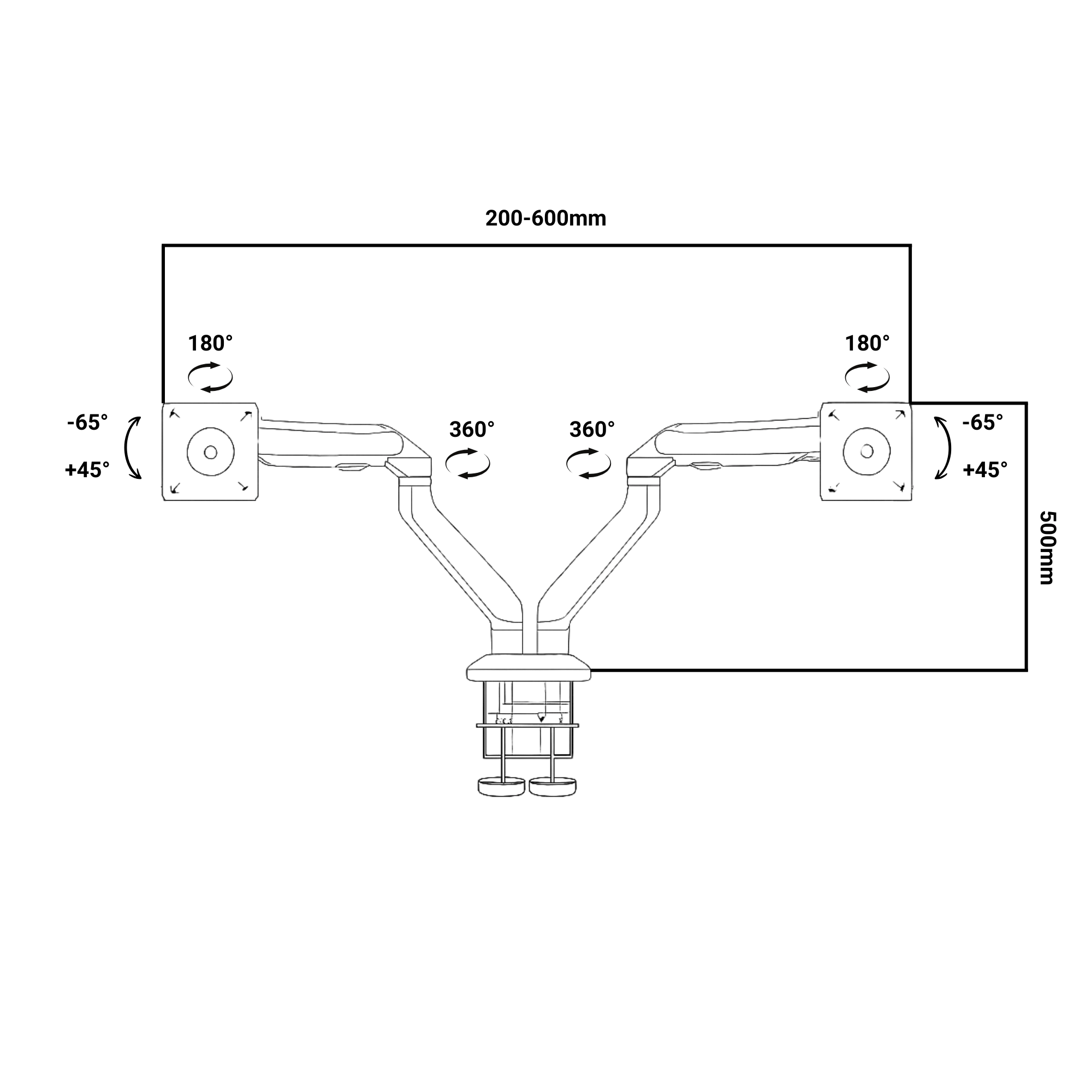 A-PEQ 922 Dual Monitorarm | Gasfeder, 2-10 kg, 2 Bildschirme