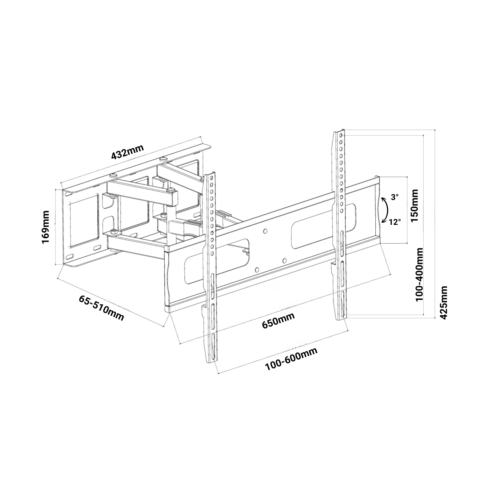 A-PEQ APL-85B Wandhalterung | 40-85 Zoll, schwenkbar & neigbar, bis 50 kg