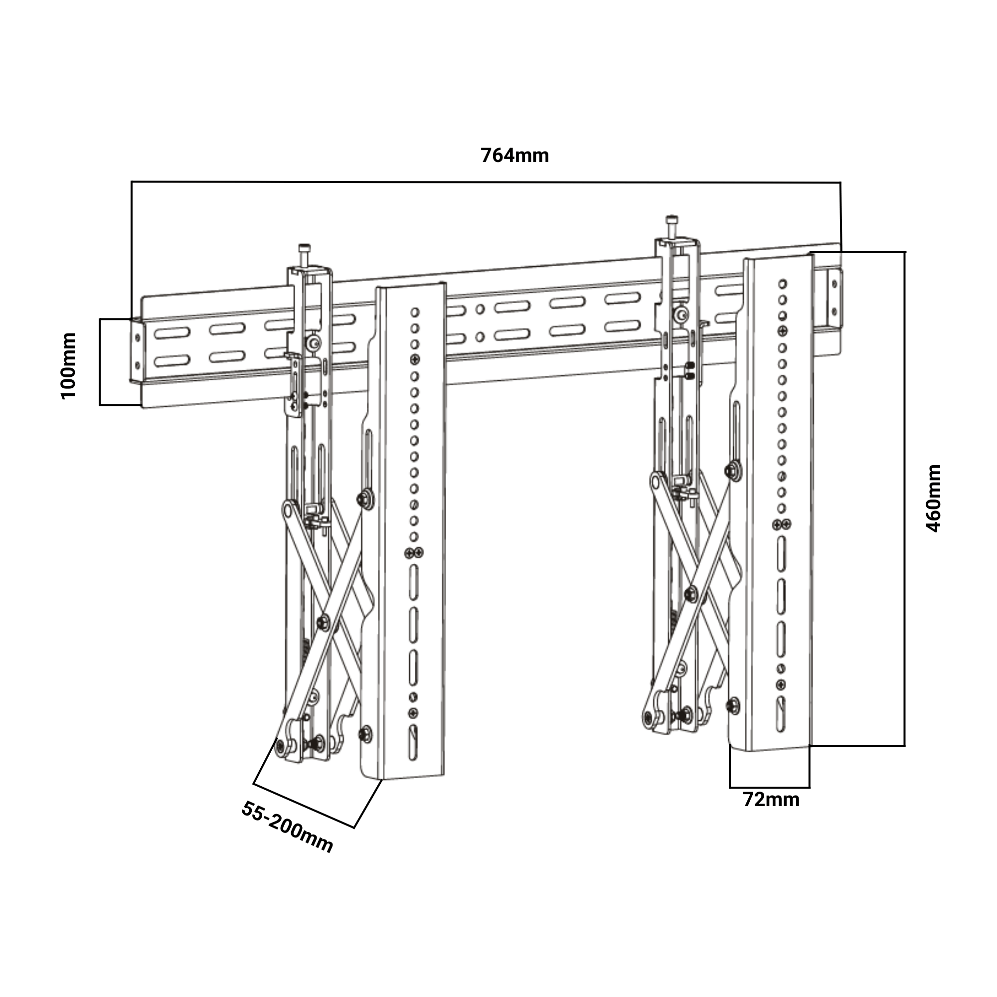 Bratek PP64T Pro Videowand | 70 Zoll, 45 kg, VESA 600×400