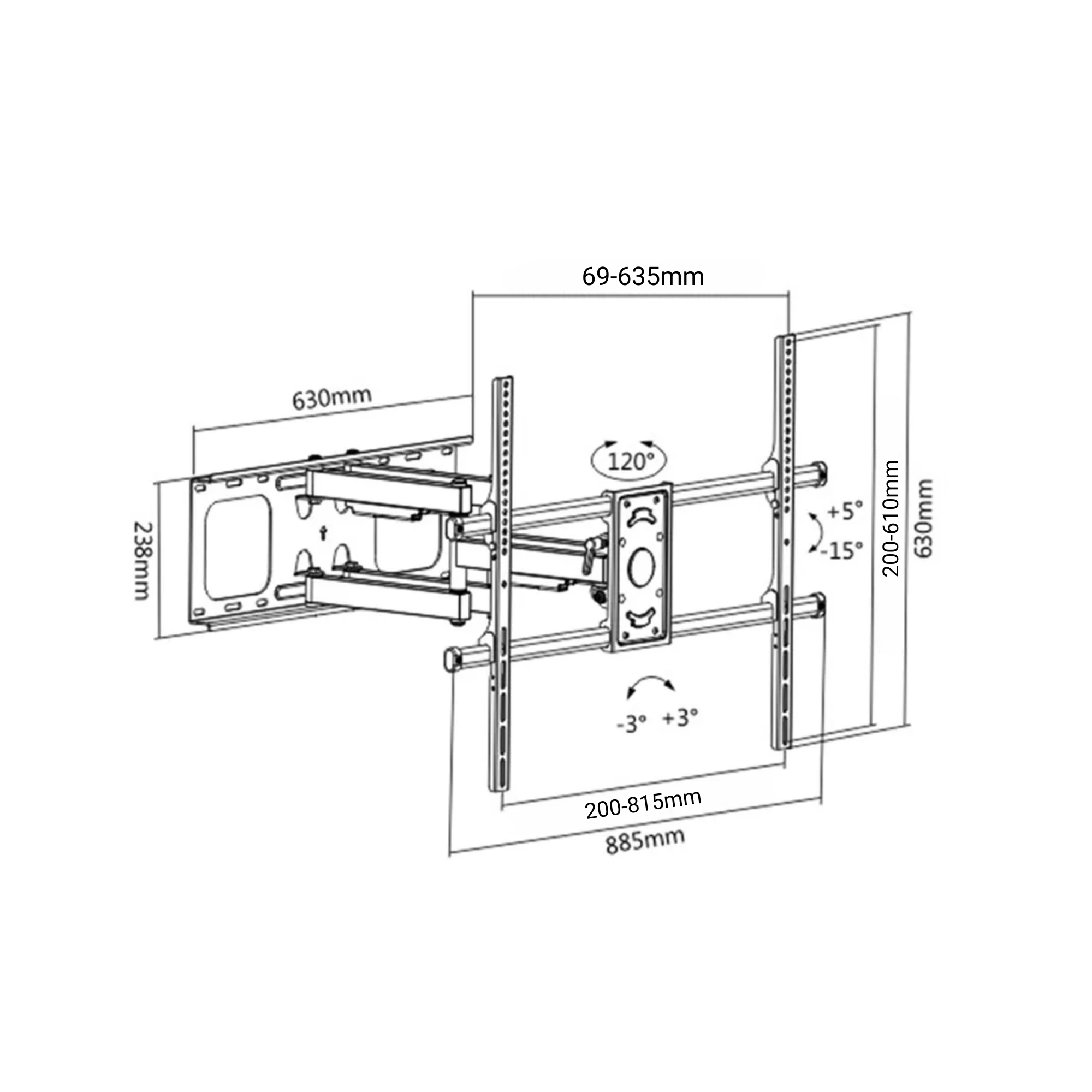 Bratek Wandhalterung | 48-90 Zoll, 75 kg, schwenkbar