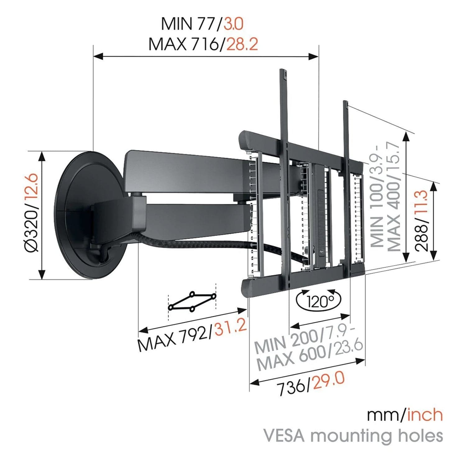 Vogel's Signature TVM 7675 elektrische TV-Wandhalterung max. 77 Zoll