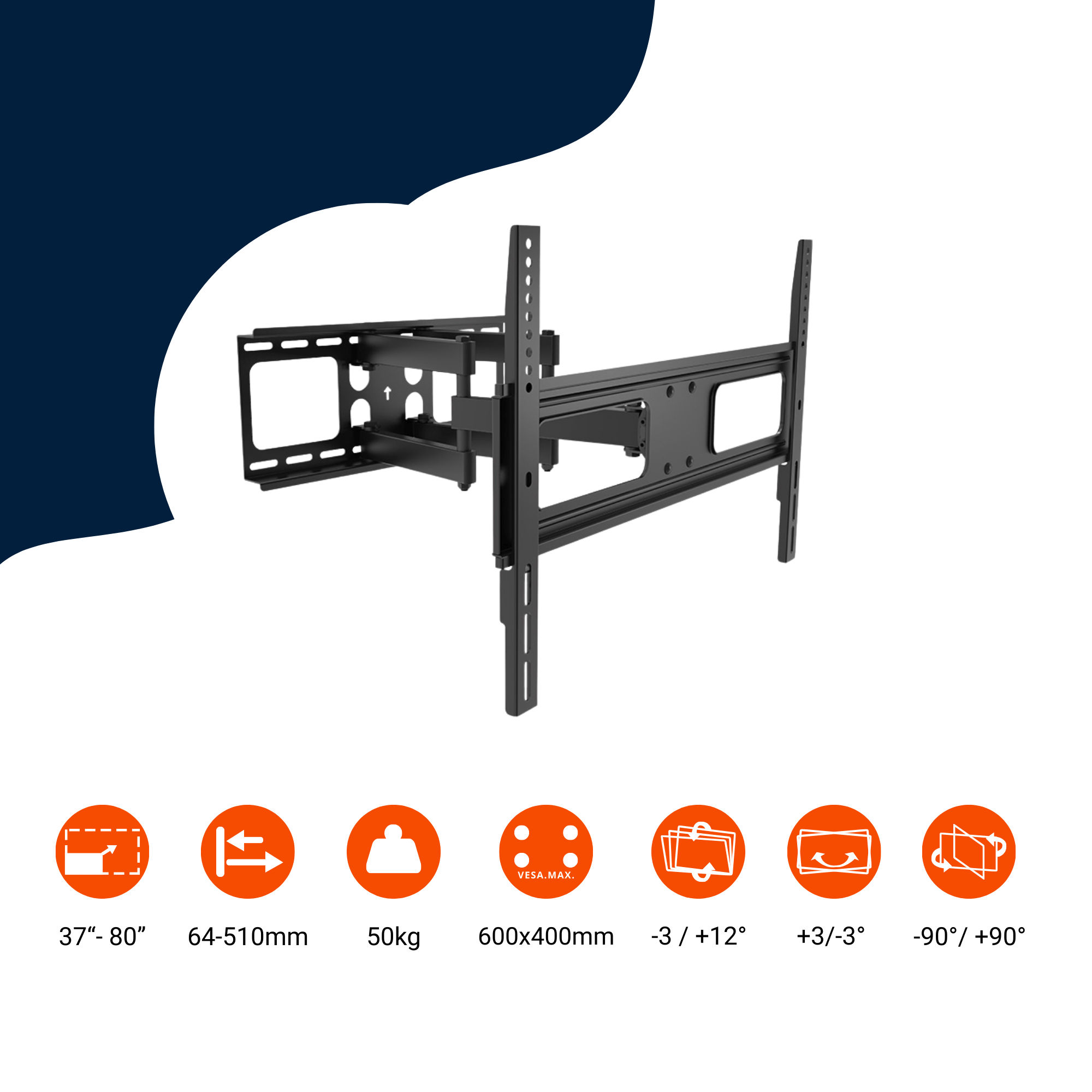 A-PEQ APL-85B Wandhalterung | 40-85 Zoll, schwenkbar & neigbar, bis 50 kg