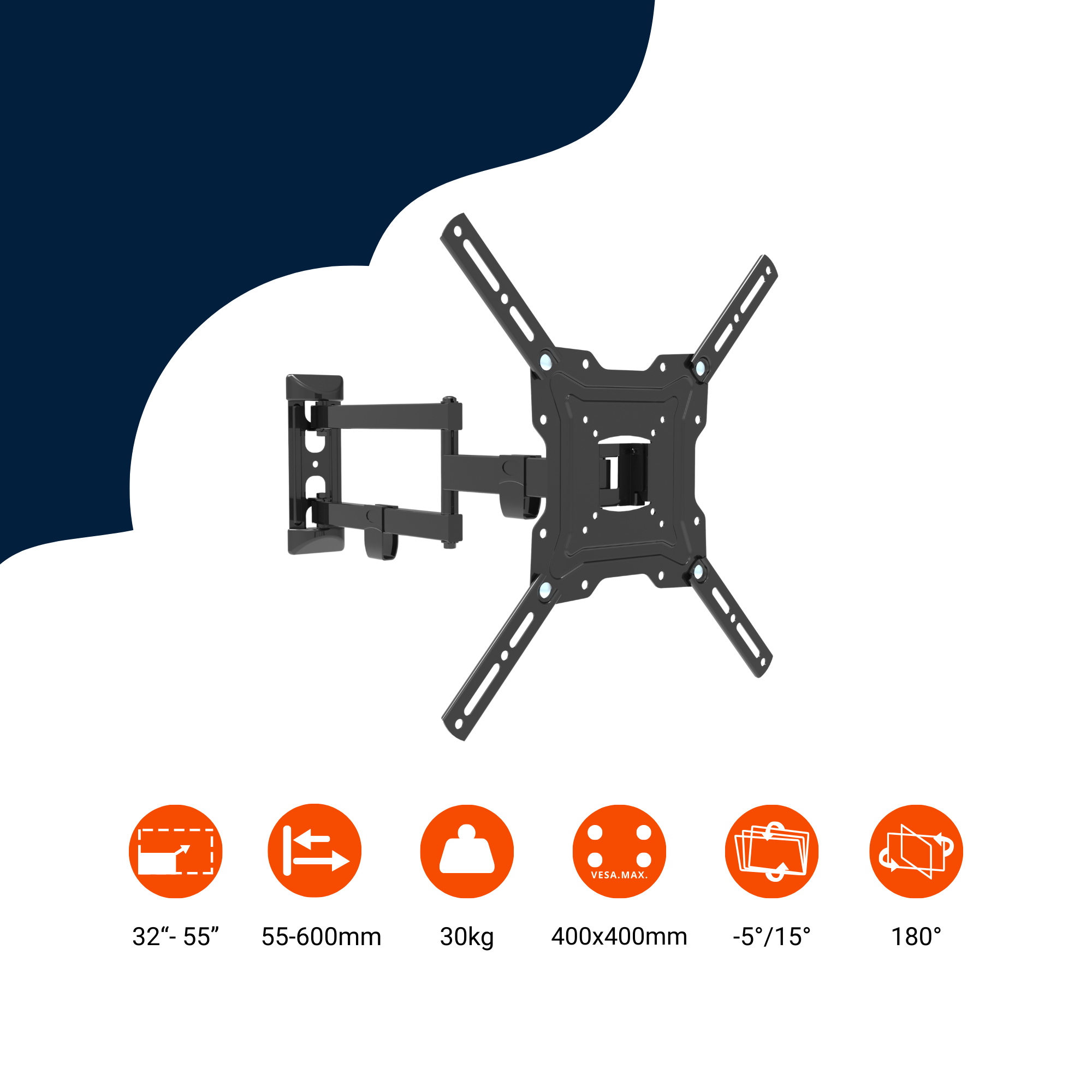 A-PEQ APM-60B Wandhalterung | 60 cm Arm, 30 kg, dreh- & neigbar