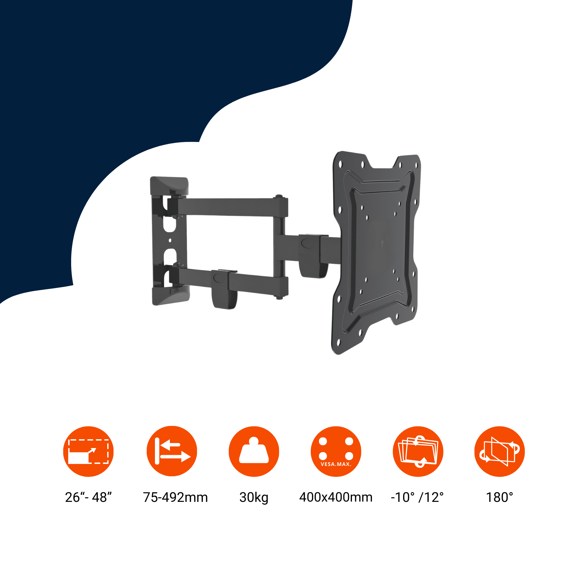 A-PEQ APM-81B Wandhalterung | 48 Zoll, 30 kg, schwenk- & neigbar