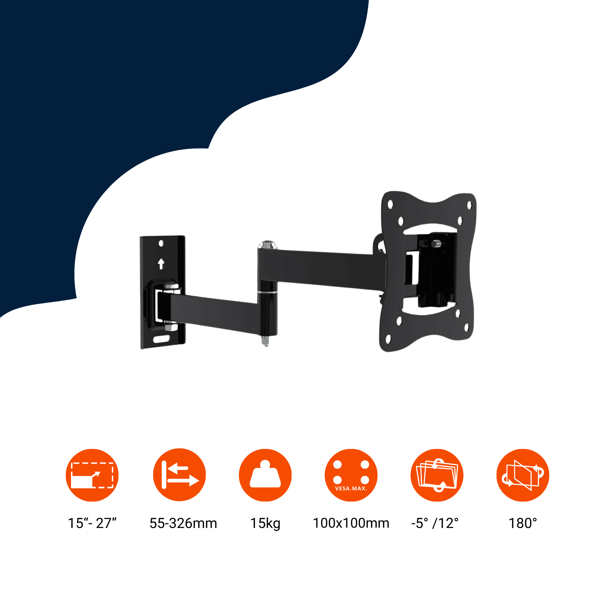 A-PEQ APS-25 Wandhalterung | 15-27 Zoll, 15 kg, schwenk- & neigbar