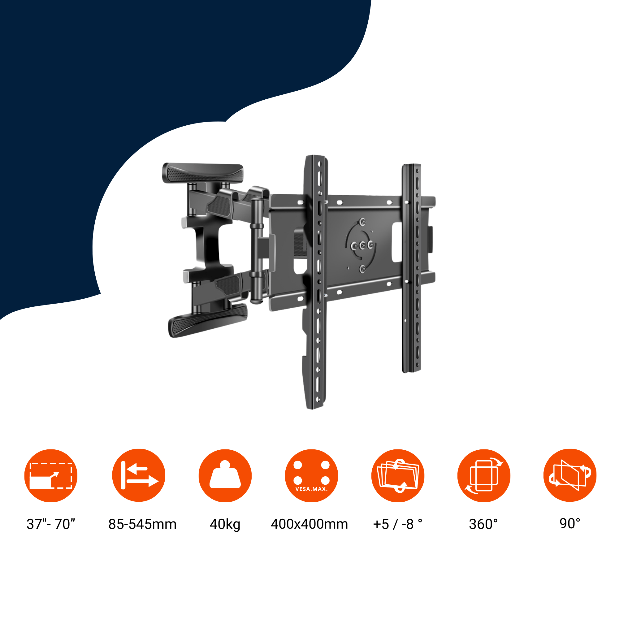 A-PEQ DY3770 Wandhalterung | 37-70 Zoll, 40 kg, 360° Rotation