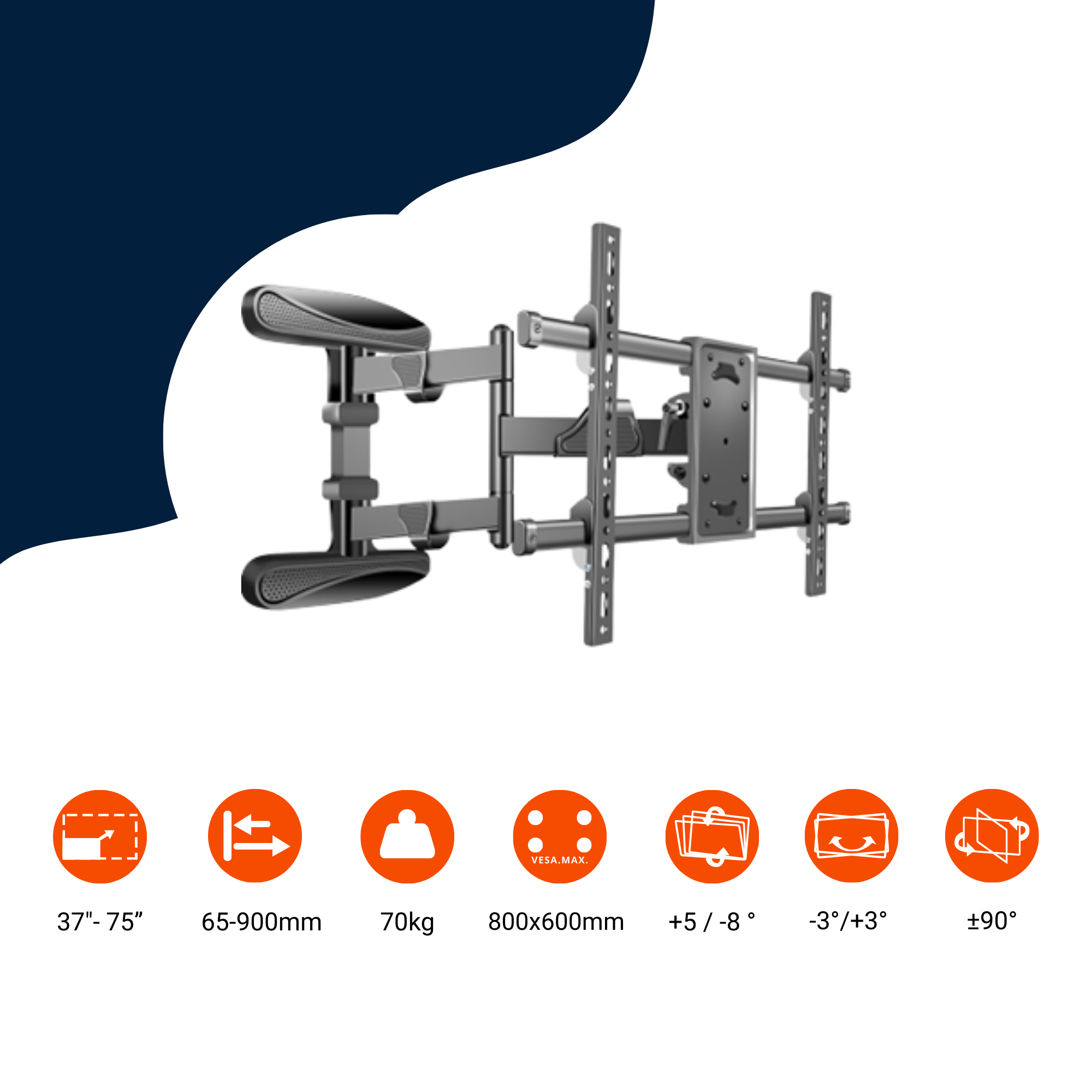 A-PEQ DY8585 Dreh- & Neige Wandhalterung | 37-75 Zoll, 70 kg