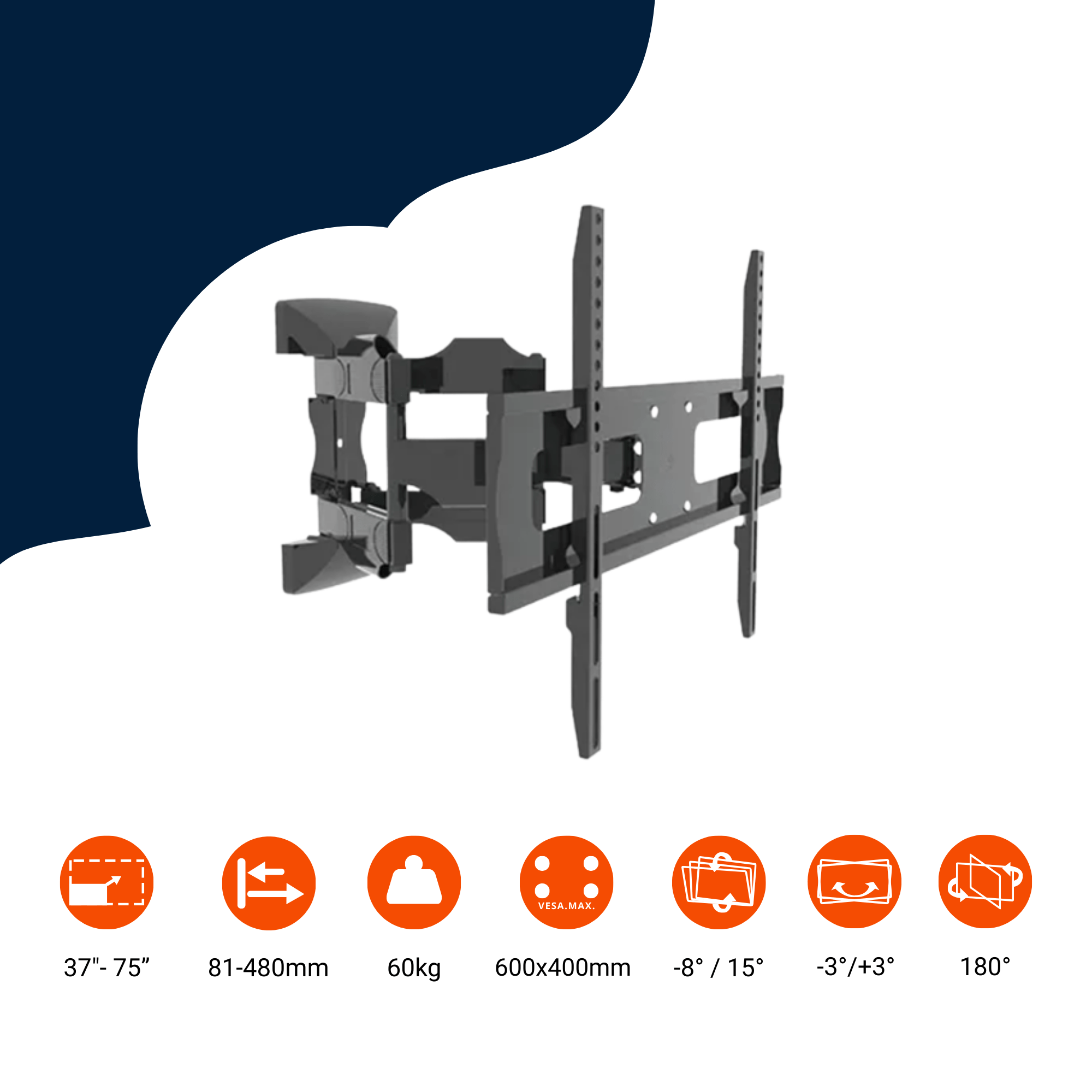 Bratek 64AT Wandhalterung | 37–85 Zoll, 60 kg, schwenkbar