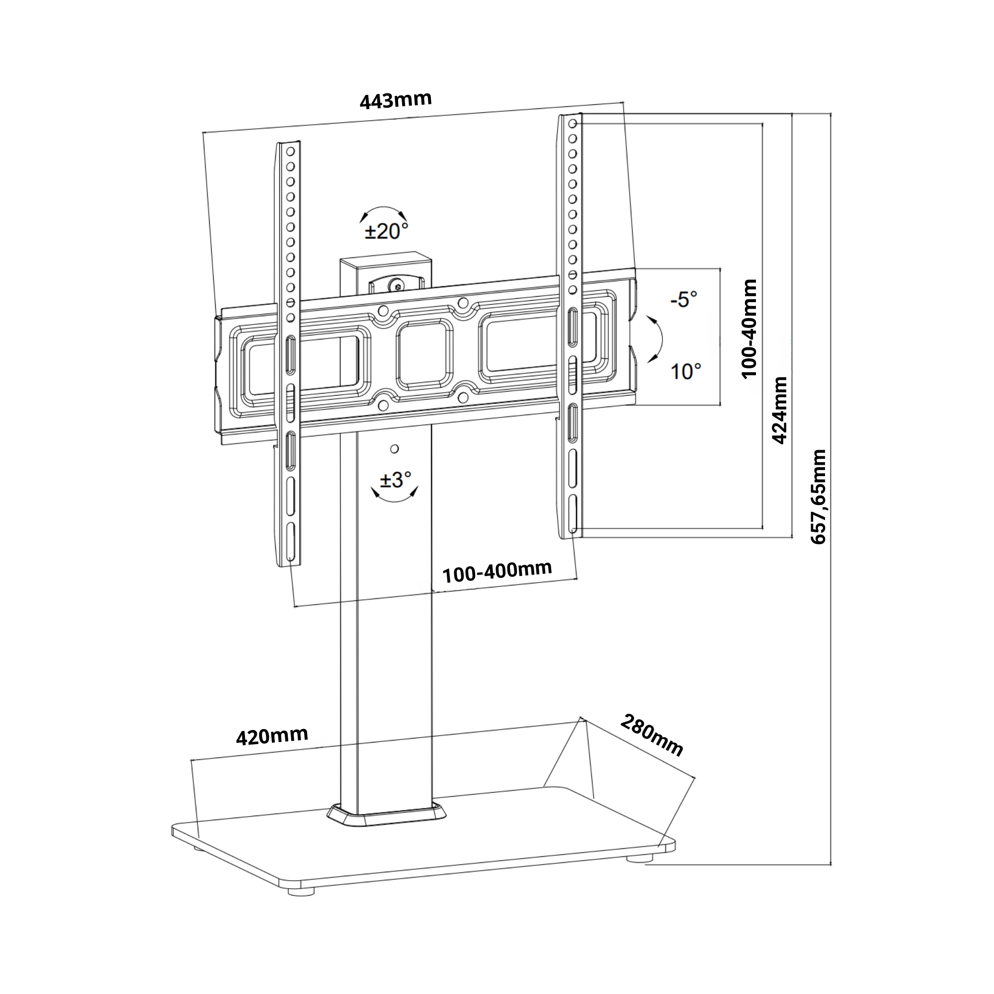 A-PEQ 44AT Sideboard-/Tischständer | 32-55 Zoll, 45 kg, VESA 400×400