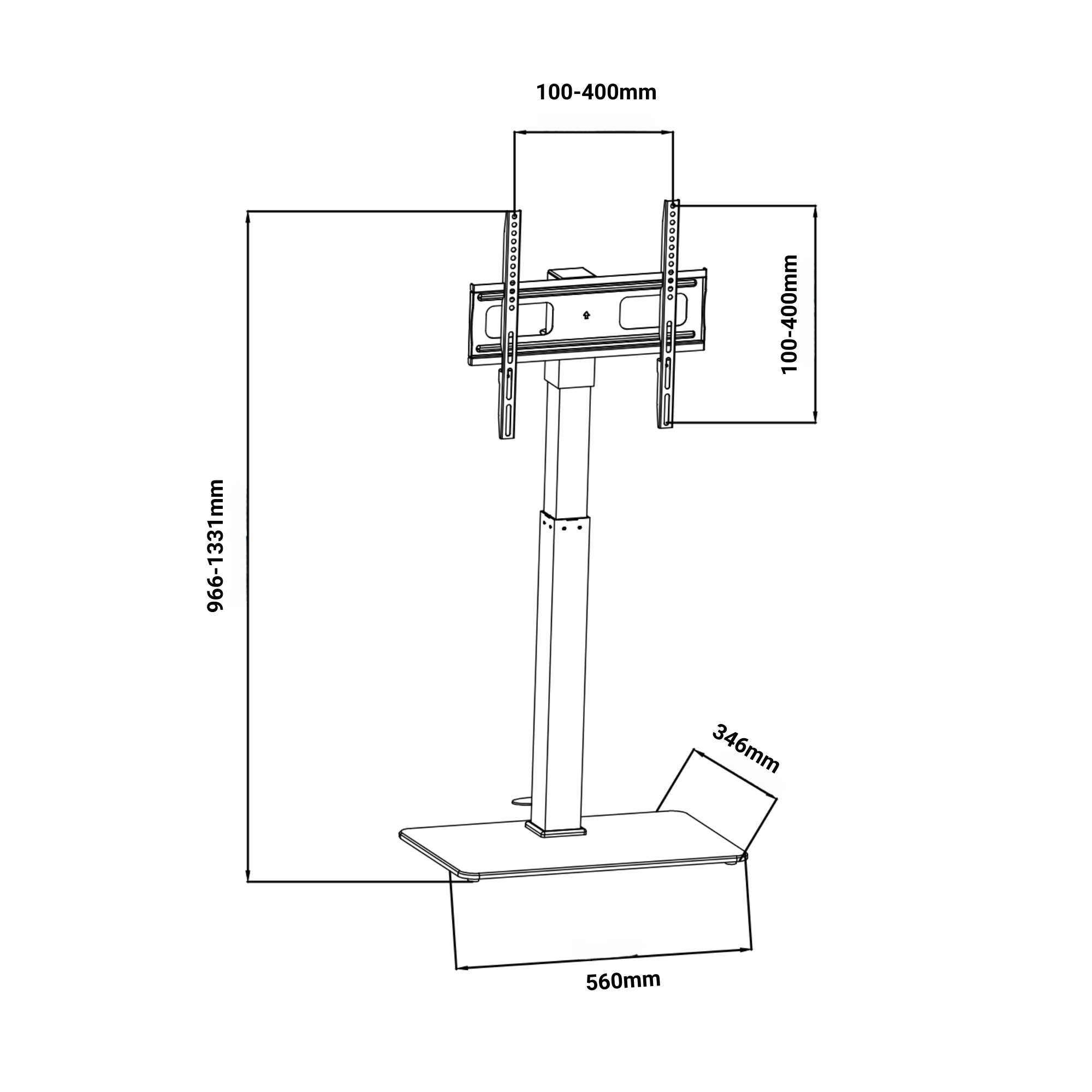 A-PEQ 6444 TV-Ständer | bis 65 Zoll, 35 kg, VESA 400×400