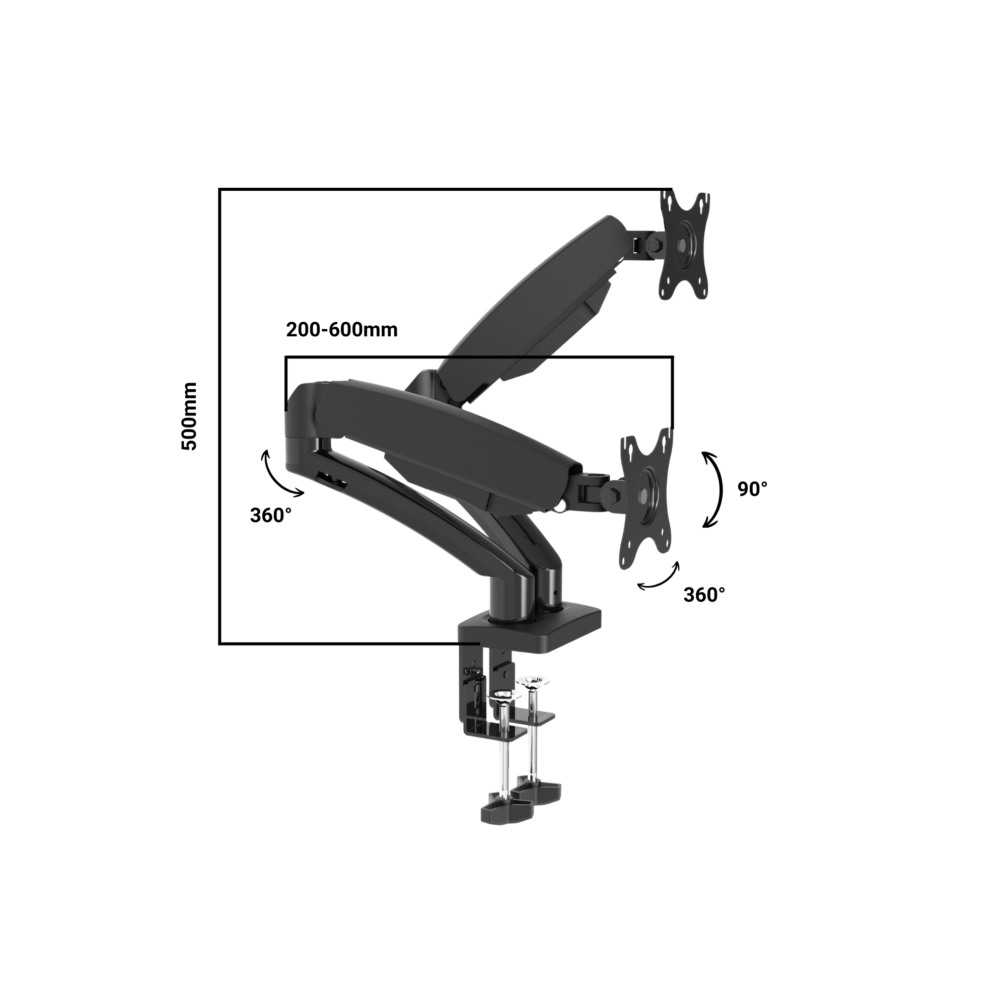 A-PEQ 702 Dual Monitorarm | 2-8 kg & 2 Bildschirme