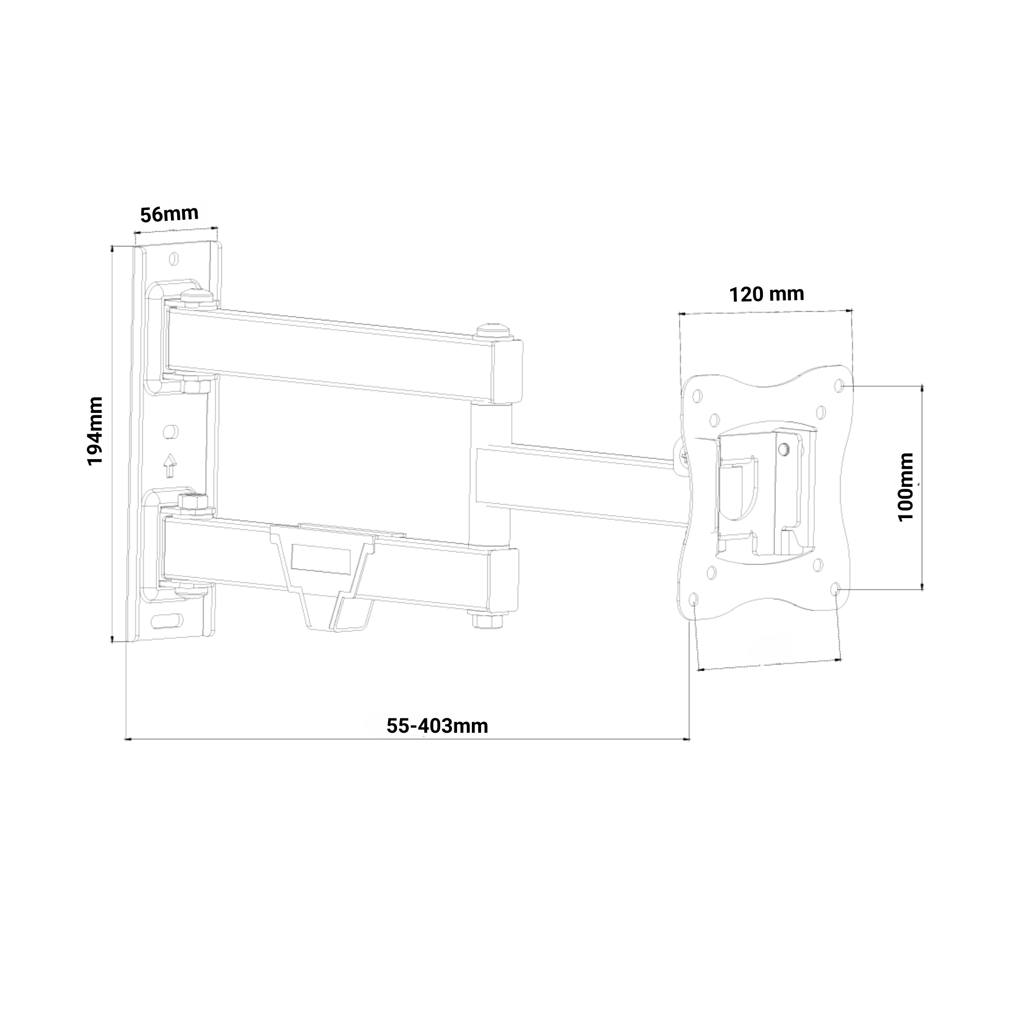 A-PEQ APM-42B Wandhalterung | bis 43 Zoll, 25 kg, 180° Drehung