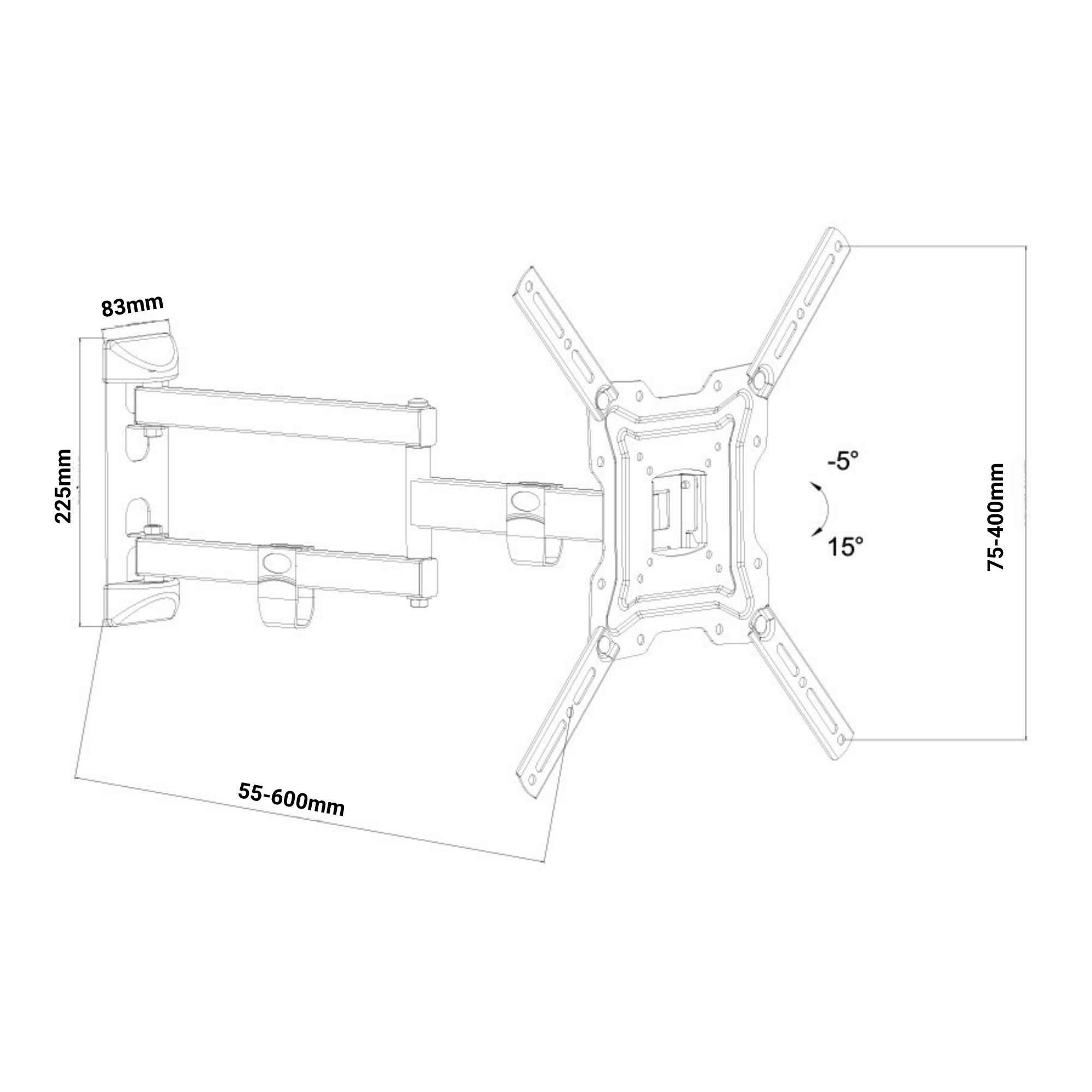 A-PEQ APM-60B Wandhalterung | 60 cm Arm, 30 kg, dreh- & neigbar